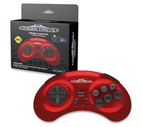 Retro-Bit Sega Mega Drive 2.4 GHz Wireless Controller 8-Button Arcade Pad for Sega Genesis Original/Mini, Switch, PC, Mac - Includes 2 Receivers & Storage Case (Crimson Red) (Nintendo Switch)