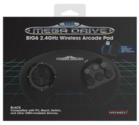 Retro-Bit BIG6 2.4 GHz SEGA Mega Drive Wireless Arcade Controller Pad for SEGA Mega Drive Original/Mini, Switch, PC & Mac - Black