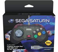 Retro-Bit Official SEGA Saturn USB Control Pad for PC, Mac, Steam, RetroPie, Raspberry Pi - USB Port - Slate Grey