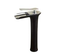 Retro Black and Silver High End Copper Bathroom Waterfall Faucet for Above Counter and Under Counter Basins Single Hole Hot and Cold Water Tap.