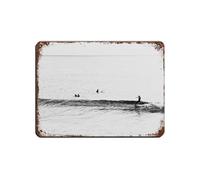 Retro Black And White Beach Surfing Tropical Coast Decoration 3 Retro Poster Metal Tin Sign Chic Art Retro Iron Painting Bar People Cave Cafe Family Garage Poster Wall Decoration 12x16inch(30x40cm)