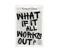 Retro Black And White Newspaper Poster What If It All Works Out Canvas Wall Art Positive Affirming Quote Minimalist Prints Painting For Home Bedroom Dorm Wall Decor Unframe-style 20x30inch(50x75cm)