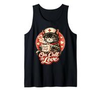 Retro Black Cat Nurse On Call for Love Night Shift Valentine Tank Top