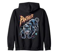 Retro Black Panther Tattoo Cosmic 80s Cat Leopard Jaguar Zip Hoodie