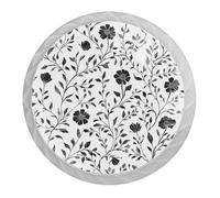 Retro Black Plant Flowers 4Pack Round Knobs, White Kitchen Cabinet Knobs, Single Hole Drawer Handle Pulls for Drawer Closet Dresser Cupboard Wardrobe Door