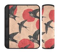 Retro Black Swallow Red Rounds 2 Pack Car Seat Belt Straps for Sedan Car Belt Cover