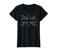 Retro Black Union Jack Vintage British Flag Great Britain UK Value Graphic T-Shirt, Women, Black, XL