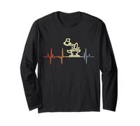 Retro Blacksmith Cardiogram Metalworker ECG Long Sleeve T-Shirt