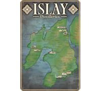Retro Bleschilld for Islay Whisky Fans - Distileries Map - 20x30cm