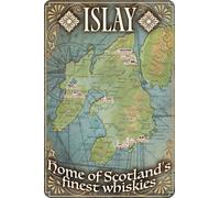 Retro Bleschilld for Islay Whisky Fans - Distileries Map - 20x30cm