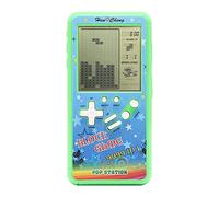 Retro block game console brick game console with color shell and large screen powered by 2 AA batteries build 23 games and with a small body (Green)