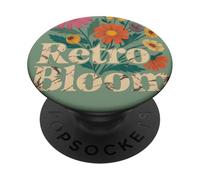 Retro Bloom Flora, Vintage Flower Graphic Tee | 70 PopSockets Adhesive PopGrip