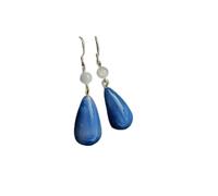 Retro Blue Feather Earrings for Women Water Drop Shaped Jade Pearl Pendant Luxury Jewelry Creative Palace Style Ear Clip Gifts(Clip Earrings,Style 06)