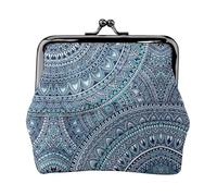 Retro Blue Flowers Printing Small Coin Purse, Lightweight Travel Wallet for Sightseeing Tours and Shopping Sprees