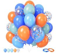 Retro Blue & Orange Balloons - 50 Pcs 12 Inch With for Birthday Baby Shower