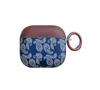 Retro Blue Paisley Pattern Case for Airpods 4 with Lock,Aesthetic Cute Boho Art Print Vintage Brown Trendy Protective Girls Women Cover for Airpod 4th Gen