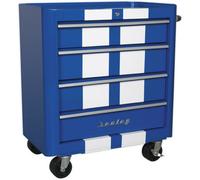 Retro Blue Portable Tool Chest With 4 Drawers And Lock For Secure Storage