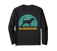 Retro Blue Sunset Bloodhound - Vintage Hound Lover Long Sleeve T-Shirt