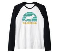 Retro Blue Sunset Bloodhound - Vintage Hound Lover Raglan Baseball Tee