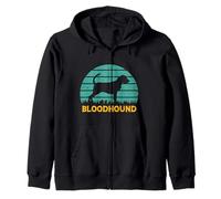 Retro Blue Sunset Bloodhound - Vintage Hound Lover Zip Hoodie