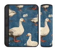 Retro Blue White Goose Cute 2 pcs Belt Strap Covers Release Stress to Your Neck and Shoulders for Truck funda para cinturón de carro
