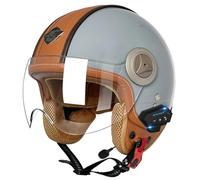 Retro Bluetooth 3/4 Skull Cap Half Helmet, Jet motorcycle helmet for Men Women, Baseball Cap Helmets DOT Approved Moped Helmet for Scooter Cruiser ATV Street Dirt Bike Commuting 3,M=56-58cm