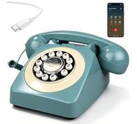 Retro Bluetooth Landline Phone, Vintage Corded Telephone with Adjustable Ringer Volume & Push Button Dialing, Classic Desk Phone for Home Office Decor and Daily Use (A6)