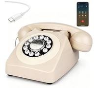 Retro Bluetooth Landline Phone, Vintage Corded Telephone with Adjustable Ringer Volume & Push Button Dialing, Classic Desk Phone for Home Office Decor and Daily Use (A1)