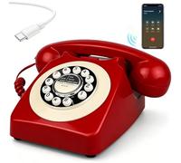 Retro Bluetooth Landline Phone with Handset, Old Fashioned Bluetooth Rotary Desk Phone, USB Rechargeable Cordless Telephone Connects to Cell Phone for Home Office Bedroom Use (A5)