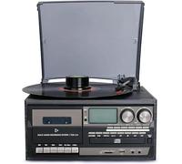 Retro Bluetooth Record Player with Built-in Speakers, CD Player, AM/FM Radio, SD/USB Play for Vinyl Records and Albums