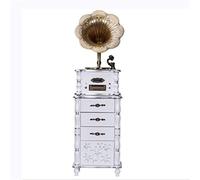 Retro Bluetooth Turntable Gramophone with HD Radio, Supports 33/45/78 RPM, Made of Rubber Wood Material for Premium Sound Quality