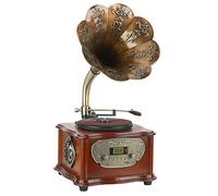 Retro Bluetooth Turntable with Built-in Speaker, USB/FM Radio, 3.5mm Aux-in for Vinyl LPs, Vintage Phonograph Design