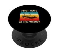 Retro Boat Captain Boating First Mate On The Pontoon PopSockets Adhesive PopGrip