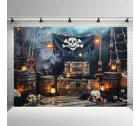 Retro Boat Treasure Box Backdrop Nautical Island Halloween Party Decor Banner Boys Portrait Photography Background Props