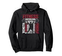 Retro Bodybuilder Fitness Affirmation Words Typography Art Pullover Hoodie