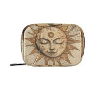 Retro Bohemian Tarot Astrology Star Moon Medicine Bag for Purse with Detachable Compartments Convenient Travel Medicine Organizer for Purse