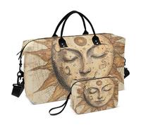 Retro Bohemian Tarot Astrology Star Moon Travel Duffel Bags Weekend Bag Sports Gym Tote Bag with Toiletry Bag for Yoga 2 Pcs Set bolsas para viajar en Avion de Mujer