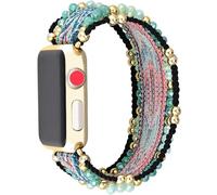 Retro Boho Braided Elastic Nylon Single-Loop Strap Compatible with Apple Watch 38mm 40mm 41mm, Bracelet Woven Bohemian Beaded for iWatch Series SE/Ultra/10/9/8/7/6/5/4/3/2/1 (38/40/41mm L, Arrow