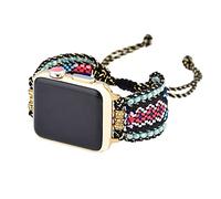 Retro Boho Braided Nylon Band Compatible with Apple Watch 40mm 41mm 38mm, Friendship Bracelet Handmade Woven Bohemian Beaded Western Dressy Strap for iWatch Series 9/8/SE/Ultra/7/6/5/4/3/2/1