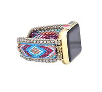 Retro Boho Braided Nylon Band Compatible with Apple Watch 40mm 41mm 38mm, Friendship Bracelet Handmade Woven Bohemian Beaded Western Dressy Strap for iWatch Series 9/8/SE/Ultra/7/6/5/4/3/2/1
