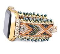 Retro Boho Braided Nylon Band Compatible with Apple Watch 40mm 41mm 38mm, Friendship Bracelet Handmade Woven Bohemian Beaded Western Dressy Strap for iWatch Series10/9/8/SE/Ultra/7/6/5/4/3/2/1 (Secret