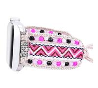 Retro Boho Braided Nylon Band Compatible with Apple Watch 40mm 41mm 38mm, Friendship Bracelet Handmade Woven Bohemian Beaded Western Dressy Strap for iWatch Series 9/8/SE/Ultra/7/6/5/4/3/2/1
