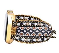 Retro Boho Braided Nylon Band Compatible with Apple Watch 40mm 41mm 38mm, Friendship Bracelet Handmade Woven Bohemian Beaded Western Dressy Strap for iWatch Series10/9/8/SE/Ultra/7/6/5/4/3/2/1 (Maroon