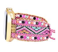 Retro Boho Braided Nylon Band Compatible with Apple Watch 42mm 44mm 45mm, Friendship Bracelet Handmade Woven Bohemian Beaded Western Dressy Strap for iWatch Series 10/9/8/SE/Ultra/7/6/5/4/3/2/1