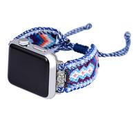 Retro Boho Braided Nylon Band Compatible with Apple Watch 42mm 44mm 45mm, Friendship Bracelet Handmade Woven Bohemian Beaded Western Dressy Strap for iWatch Series10/9/8/SE/Ultra/7/6/5/4/3/2/1 (Navy