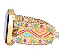 Retro Boho Braided Nylon Band Compatible with Apple Watch 42mm 44mm 45mm, Friendship Bracelet Handmade Woven Bohemian Beaded Western Dressy Strap for iWatch Series 10/9/8/SE/Ultra/7/6/5/4/3/2/1