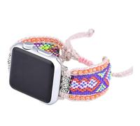 Retro Boho Braided Nylon Band for Apple Watch 40mm/41mm/38mm, Handmade Woven Friendship Bracelet with Beads for iWatch Series 9/8/SE/Ultra/7/6/5/4/3/2/1