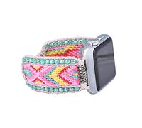 Retro Boho Braided Nylon Friendship Bracelet Compatible with Apple Watch Band 40mm 41mm 38mm Handmade Western Beads for iWatch Series 9/8/SE, pink, 38/40/41mm, Retro