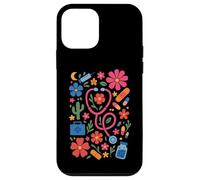 Retro Boho Floral Nurse Doctor Stethoscope RN Nursing Case for iPhone 12 mini