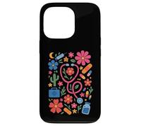 Retro Boho Floral Nurse Doctor Stethoscope RN Nursing Case for iPhone 13 Pro